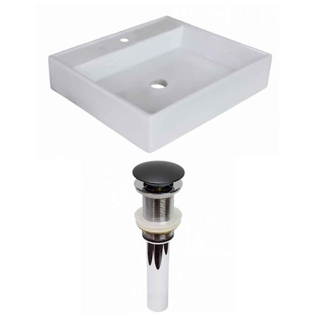 17-in. W Above Counter White Vessel Set For 1 Hole Center Faucet